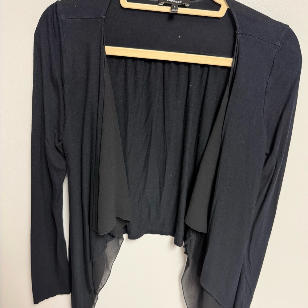 Black Sheer Open Front Cardigan